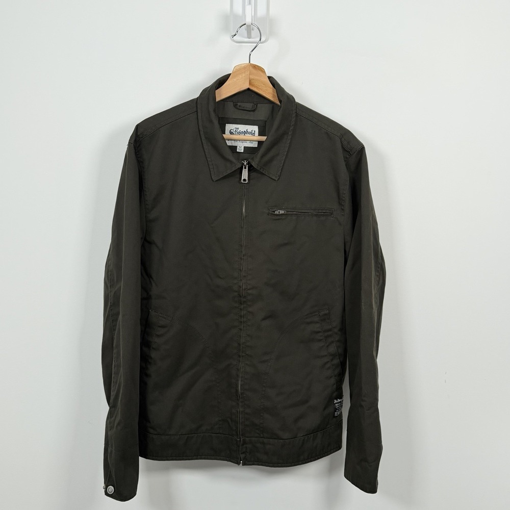 Stronghold Work Jacket Mens Medium Olive Green Chore Zip Workwear Utility Coat